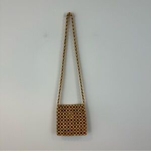 The Sak Handcrafted Tan Beaded Crossbody Bag Small